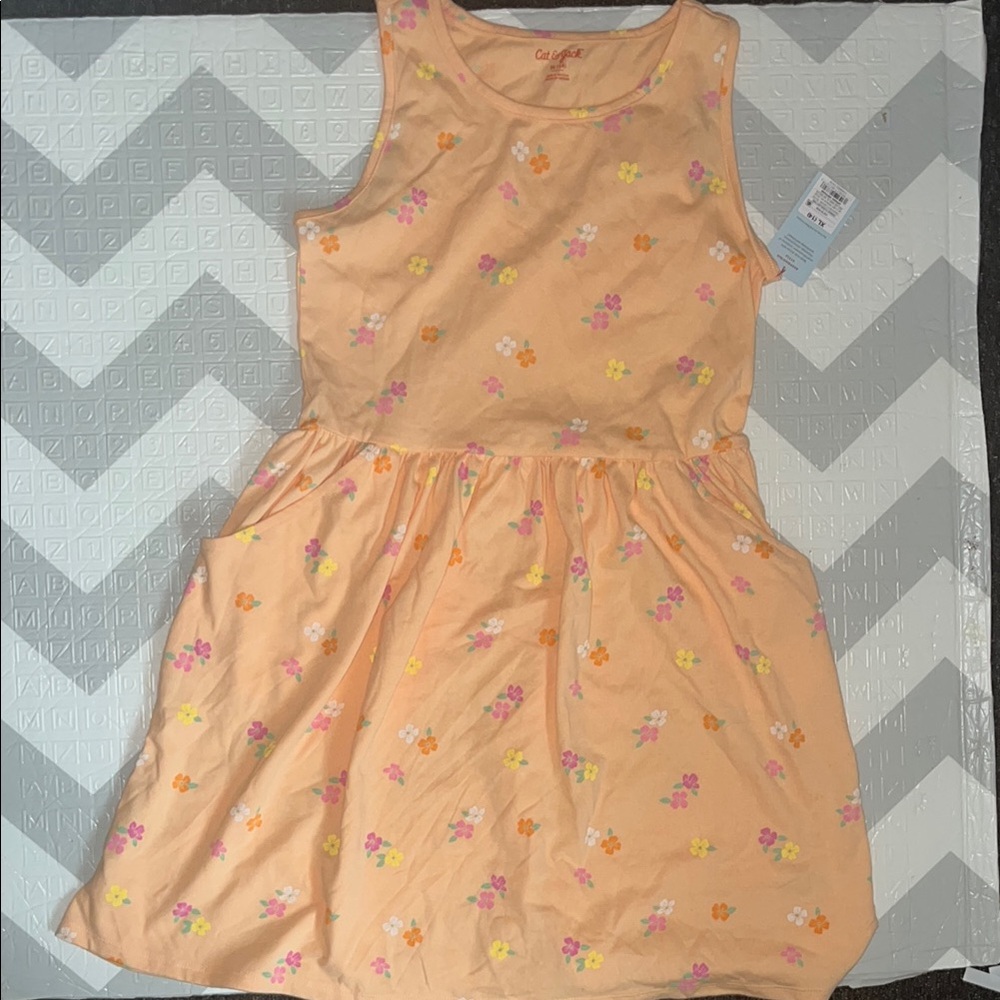 Girls' Floral Peach Dress by Cat & Jack ( 14)